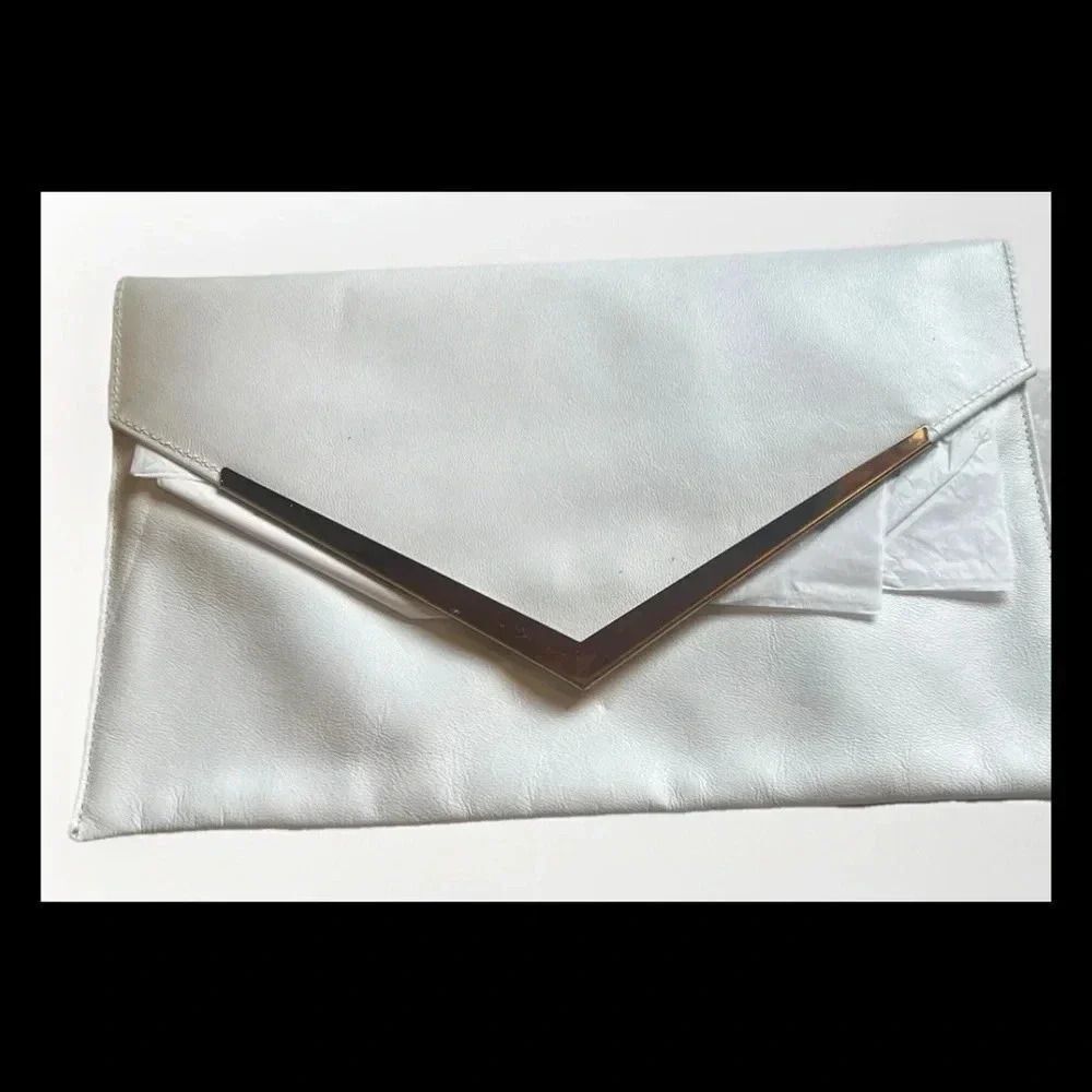 Teek-Orr Vintage Y2K Oversized Envelope White Leather Clutch - Picture 2 of 7